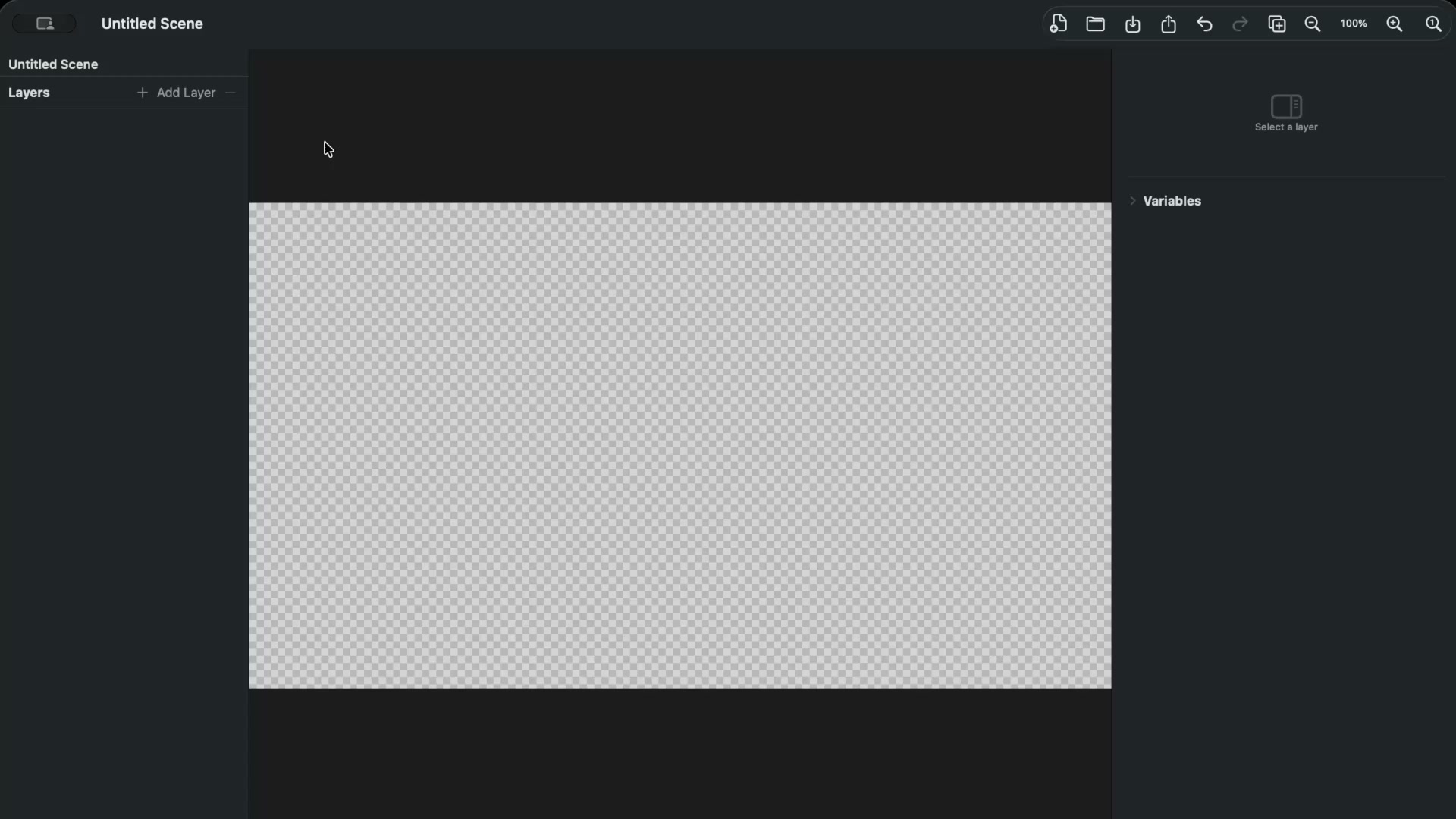 Narwall scene editor with layers, effects, and live preview